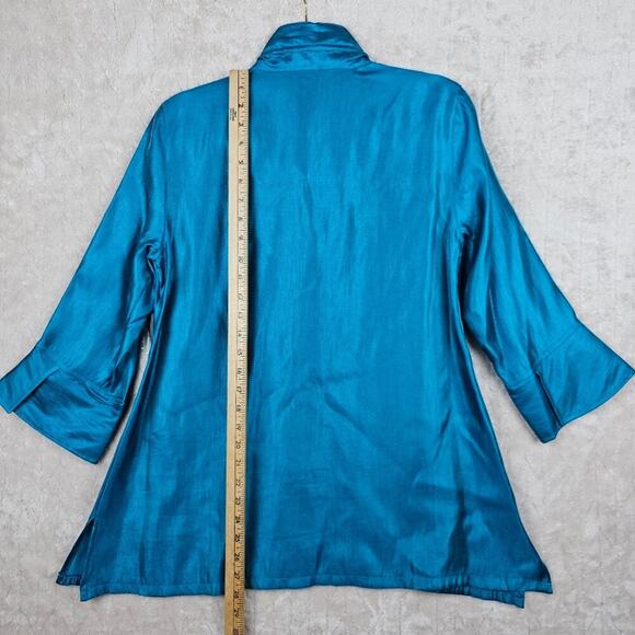 Ali Miles Button Up Shirt Small Blouse Modern Classic Timeless Blue Preppy - Picture 8 of 9